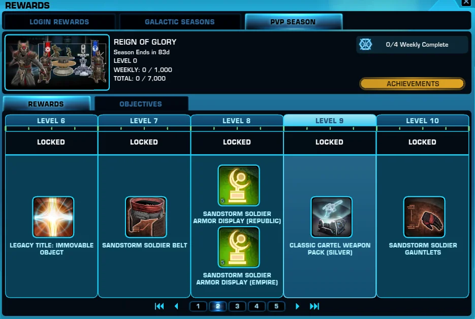 SWTOR PvP Season 3 Rewards Track Levels 6 - 10