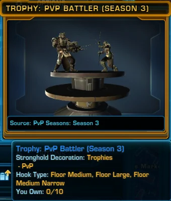 SWTOR PvP Seasons 3 Trophy: PvP Battler (Season 3) Decoration