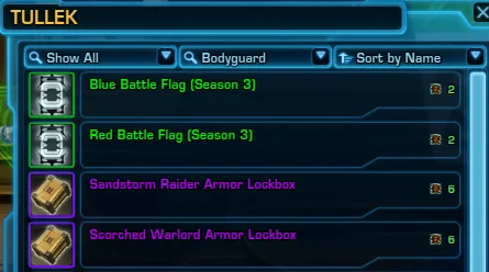 SWTOR PvP Season 3 Tullek Seasonal Vendor Items