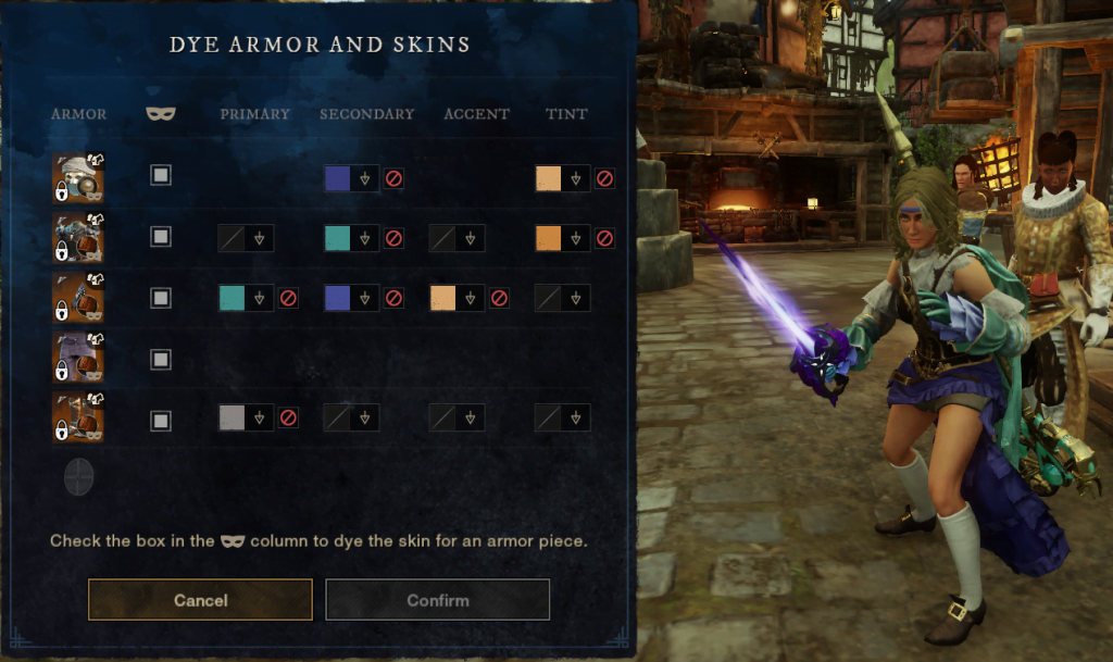 New World Dye and Armour Skins UI