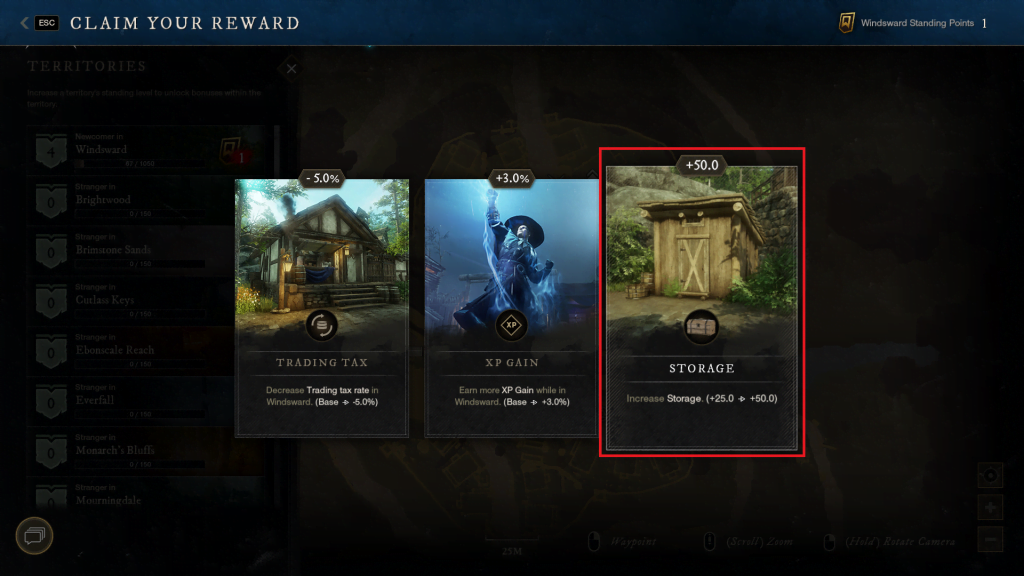 New World Territory Standing Perks