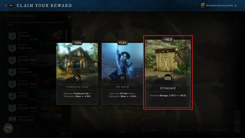New World Aeternum Territory Standing Perks