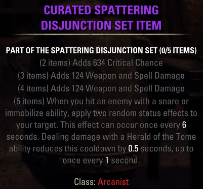 Infinite Archive Class Set Update 43 Arcanist Spattering Disjunction