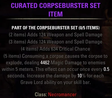 Infinite Archive Class Set Update 43 Necromancer Corpseburster