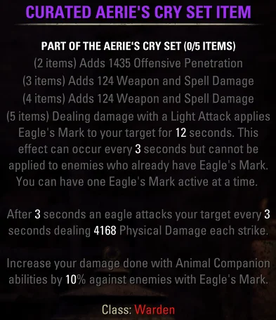 Infinite Archive Class Set Update 43 Warden Aerie’s Cry