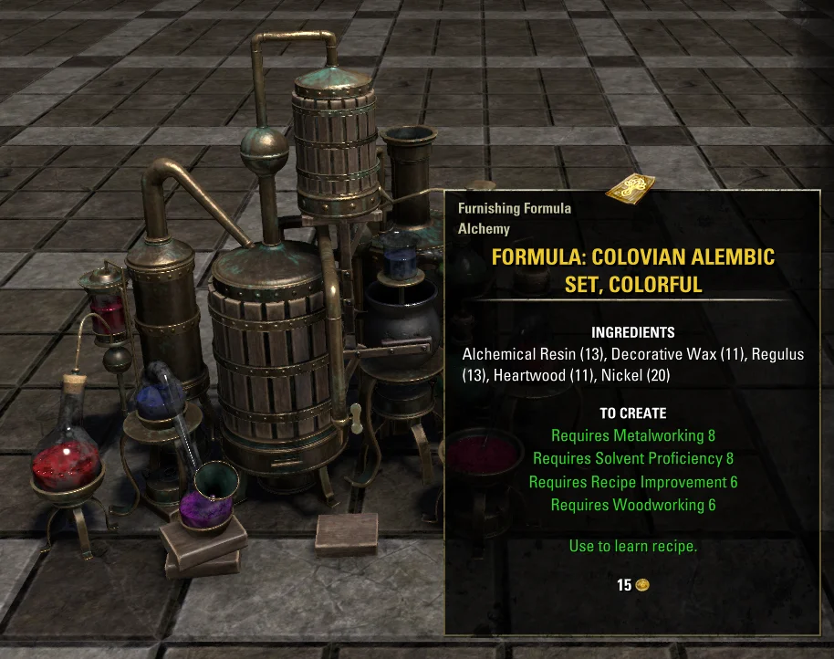 Elder Scrolls Online Update 43 Colovian Alembic Set, Colourful Furnishing Formula