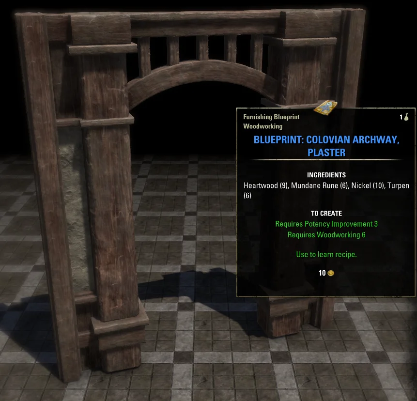 Elder Scrolls Online Blueprint: Colovian Archway, Plaster Furnishing