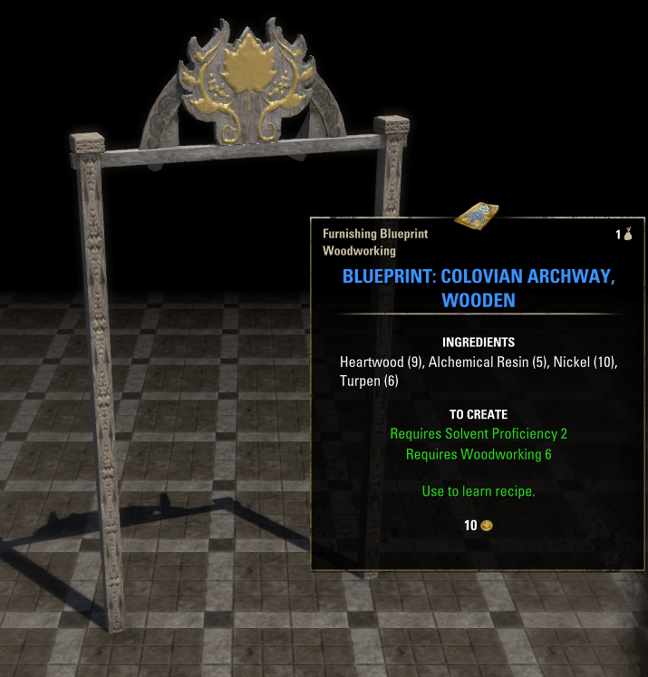 Elder Scrolls Online Blueprint: Colovian Archway, Wooden Furnishing