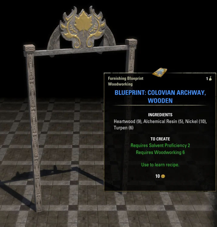 Elder Scrolls Online Blueprint: Colovian Archway, Wooden Furnishing