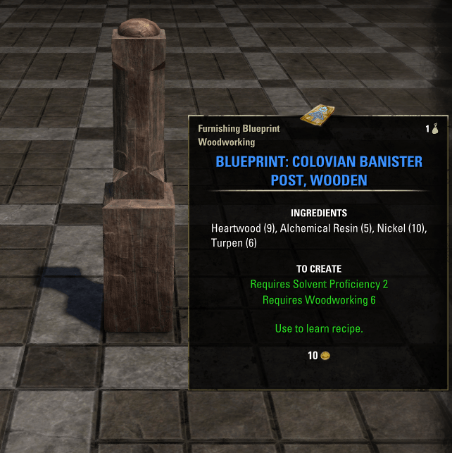 Elder Scrolls Online Blueprint: Colovian Banister Post, Wooden