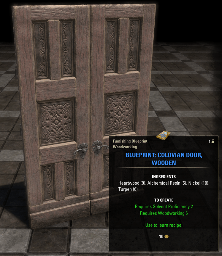 Elder Scrolls Online Blueprint: Colovian Door, Wooden Furnishing