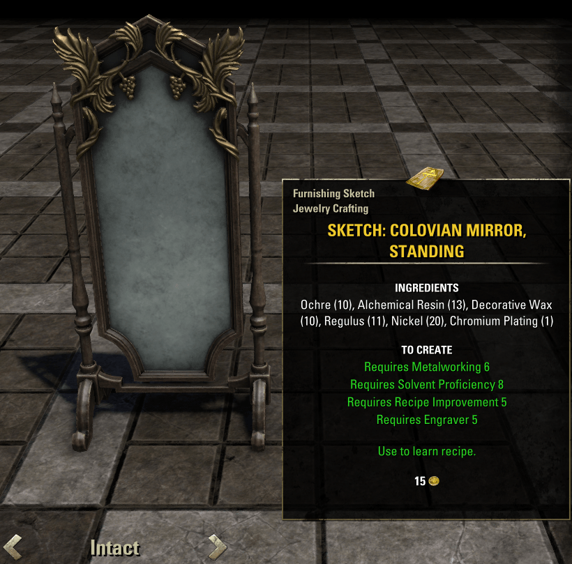 Elder Scrolls Online Update 43 Colovian Mirror, Standing Furnishing Sketch