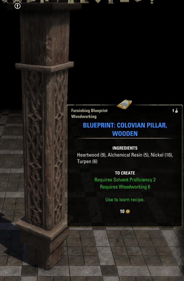 Elder Scrolls Online Blueprint: Colovian Pillar, Wooden Furnishing