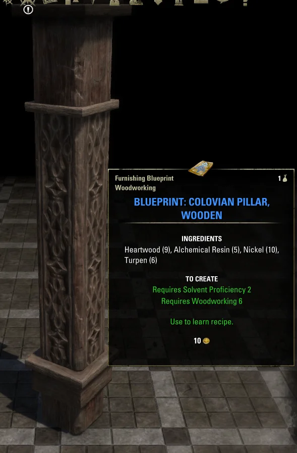 Elder Scrolls Online Blueprint: Colovian Pillar, Wooden Furnishing