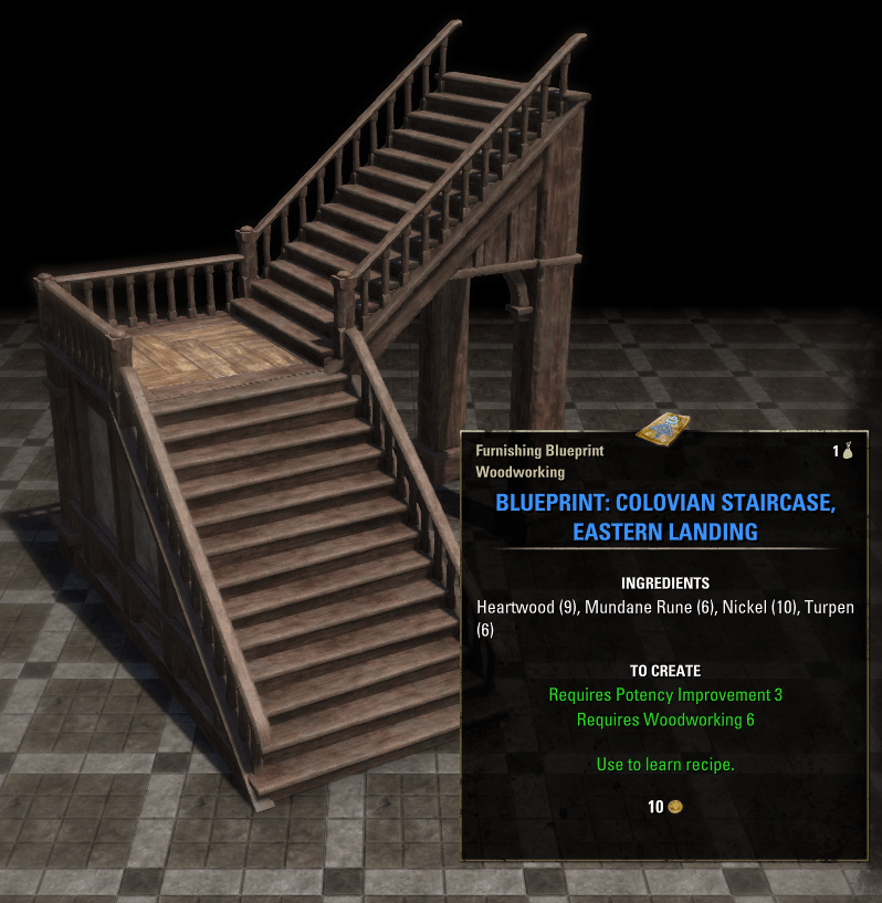 Elder Scrolls Online Blueprint: Colovian Staircase, Eastern Landing Furnishing