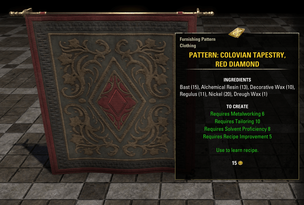 Elder Scrolls Online Update 43 Colovian Tapestry, Red Diamond Furnishing Pattern