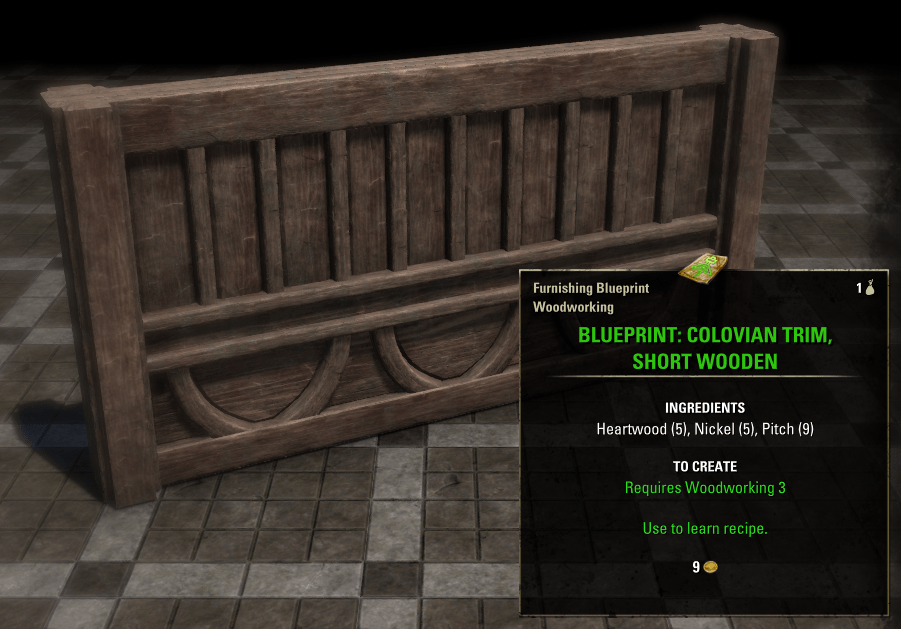 Elder Scrolls Online Blueprint: Colovian Trim, Short Wooden Furnishing