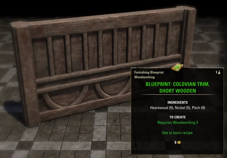 Elder Scrolls Online Blueprint: Colovian Trim, Short Wooden Furnishing