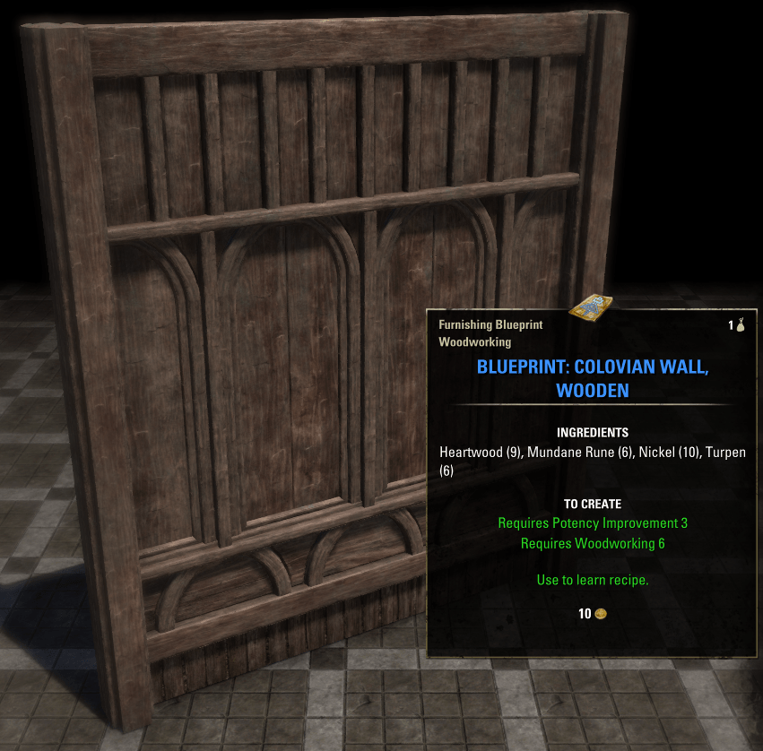 Elder Scrolls Online Blueprint: Colovian Wall, Wooden Furnishing