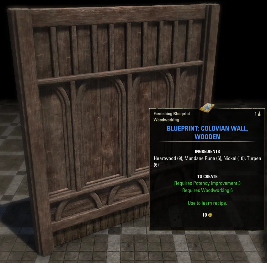 Elder Scrolls Online Blueprint: Colovian Wall, Wooden Furnishing