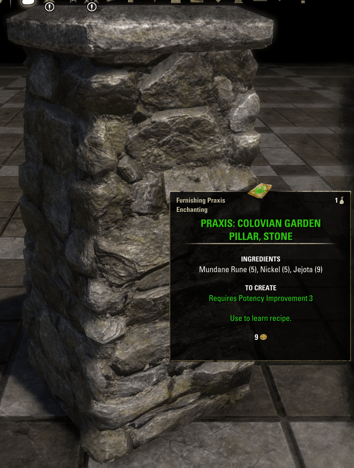 Elder Scrolls Online Praxis: Colovian Garden Pillar, Stone Furnishing