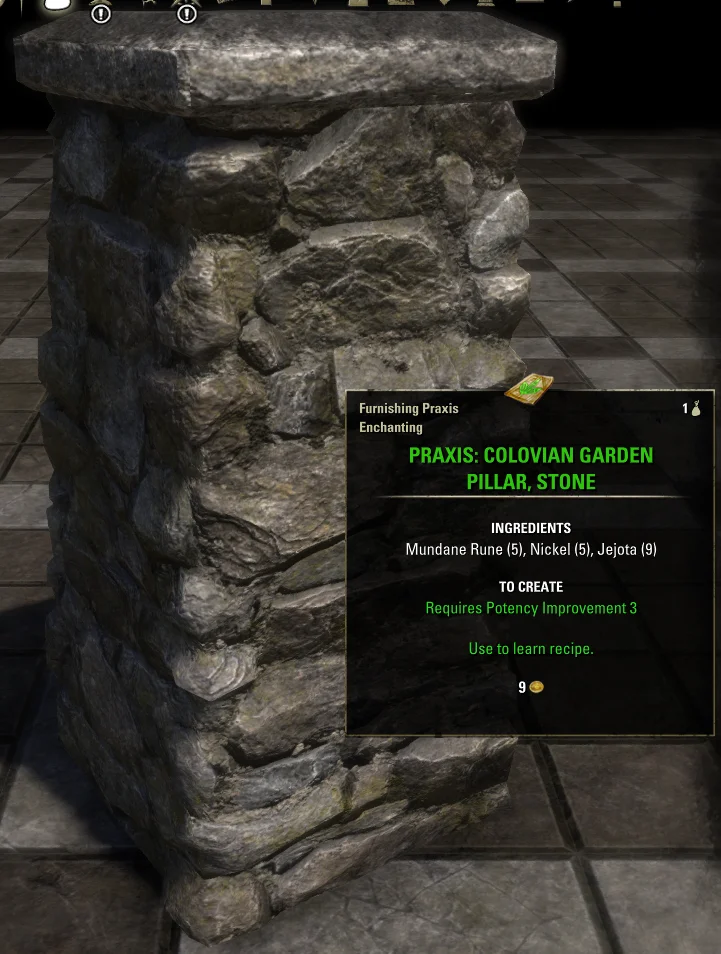 Elder Scrolls Online Praxis: Colovian Garden Pillar, Stone Furnishing