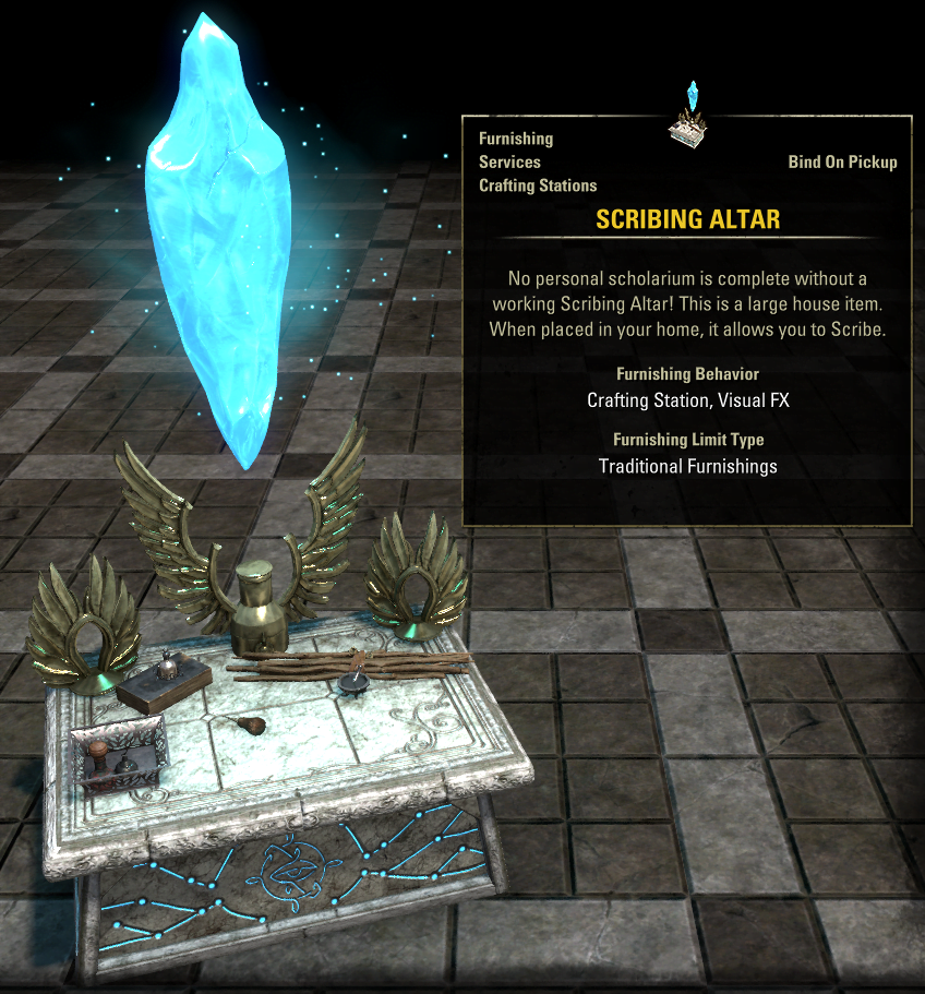 ESO Elder Scrolls Online Update 43 Scribing Altar Furnishing Tooltip