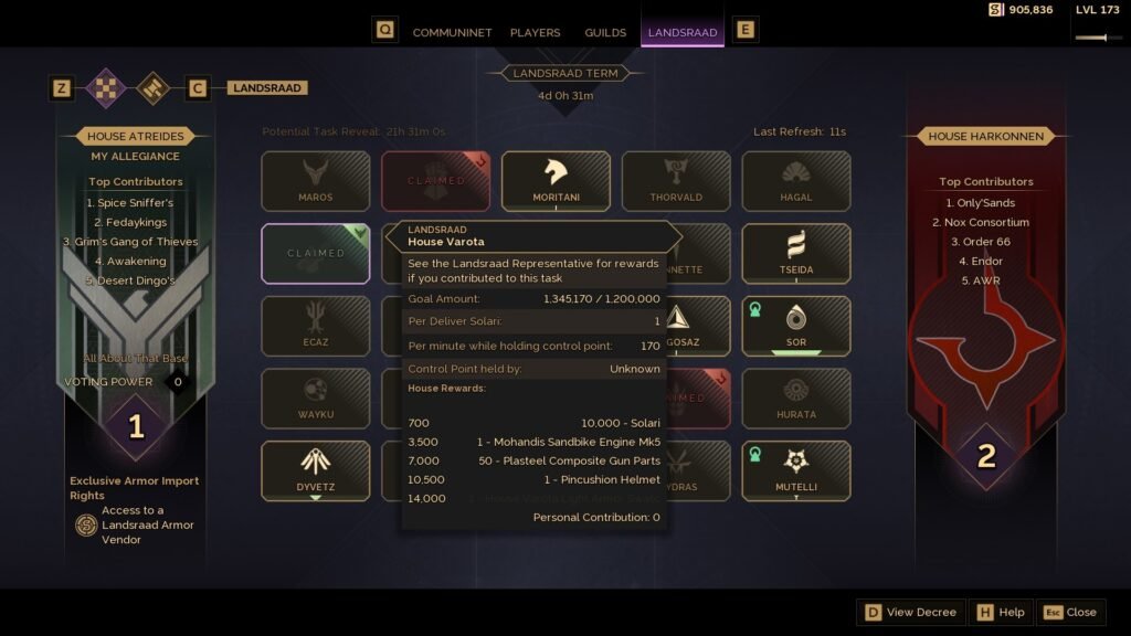 Dune Awakening Landsraad UI