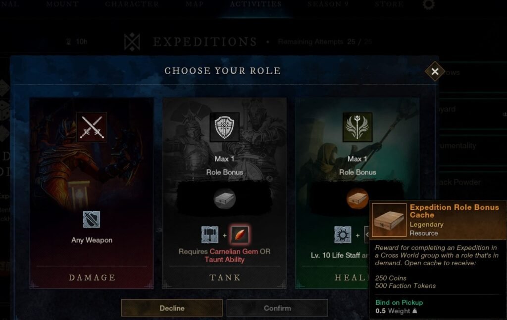 New World Aeternum Expedition Role Bonus Cache Gold