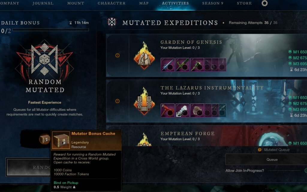 New world Aeternum Random Mutated Expedition Mutated Bonus Cache Gold