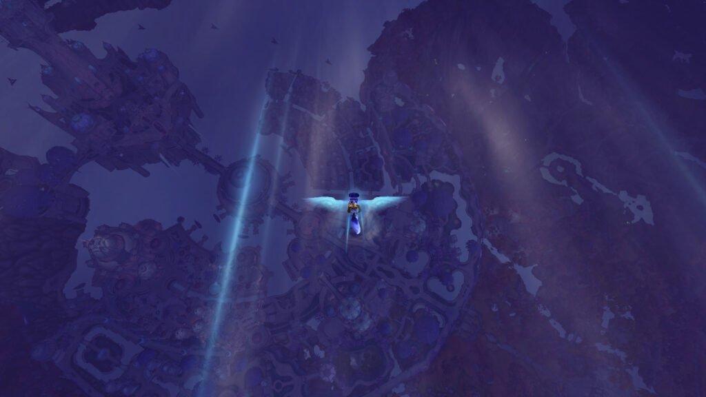 World of Warcraft screenshot flying over Suramar from High Mountain